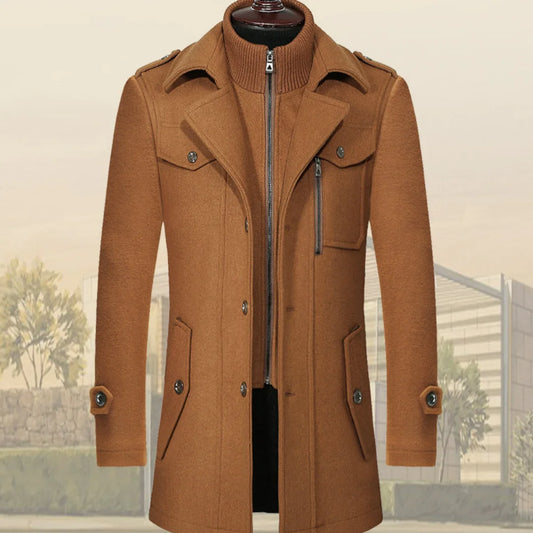 Men's Double Collar Woolen Coat