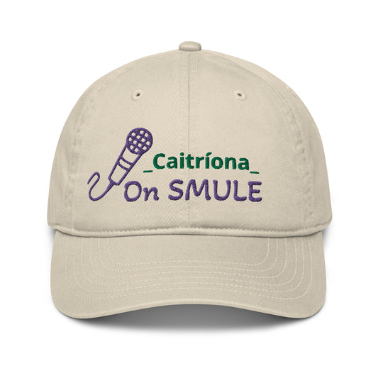 Personalised Organic hat with SMULE vip name.