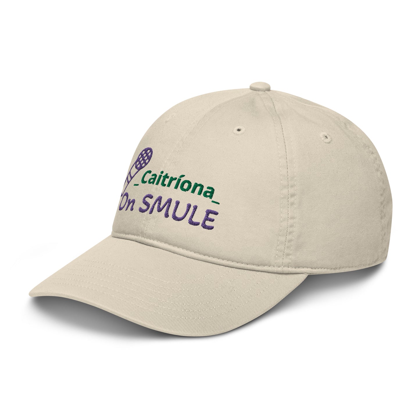 Personalised Organic hat with SMULE vip name.