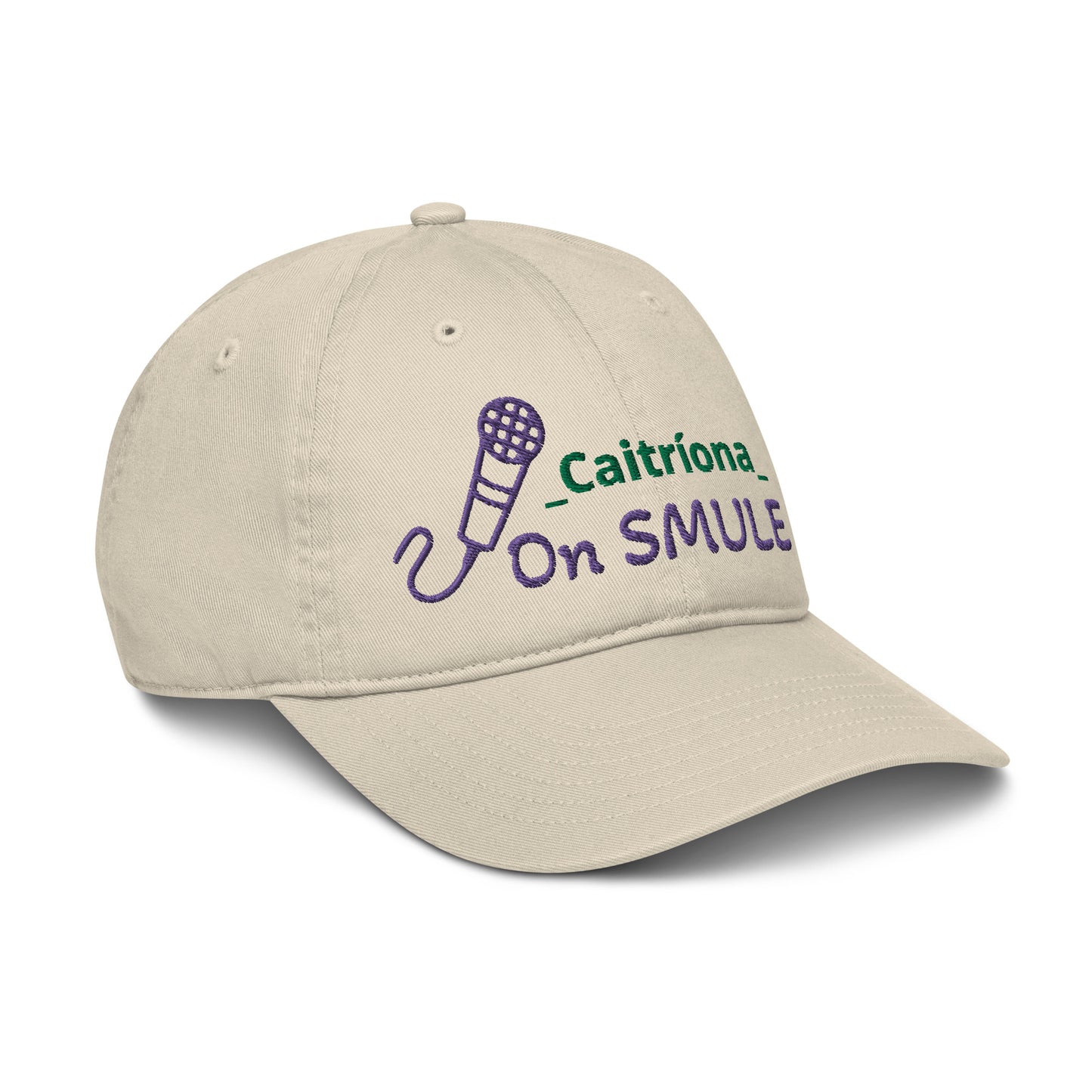 Personalised Organic hat with SMULE vip name.